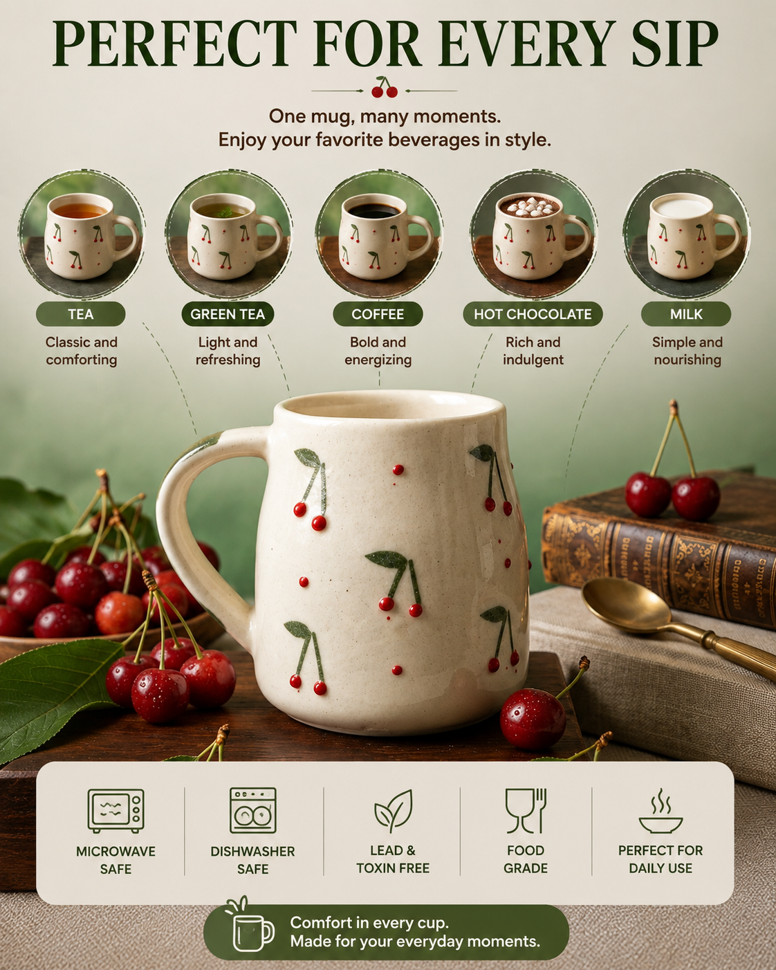 Cherry Ceramic Cup 🍒 view 4