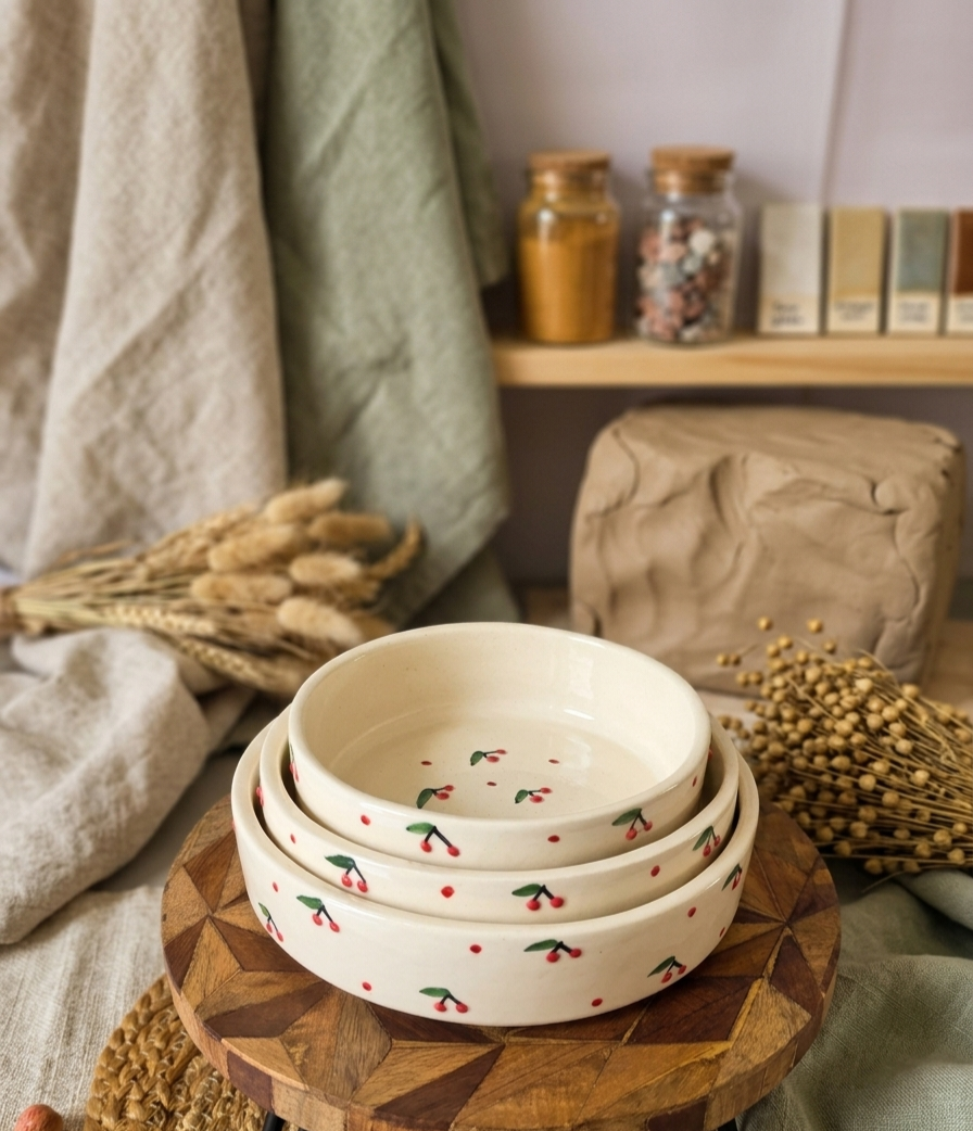 Cherry nested Bowl Set of 3
