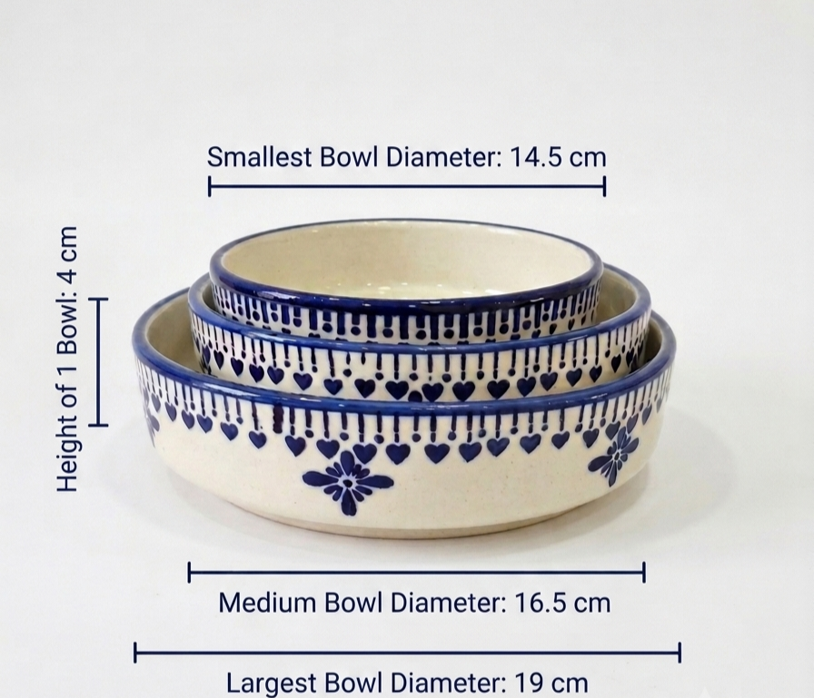 Blue Folk Nested Bowl Set of 3 view 2