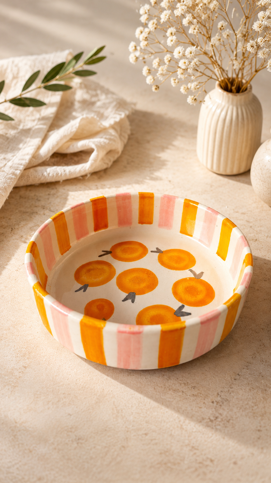 Sunshine Stripes Ceramic Serving Bowl