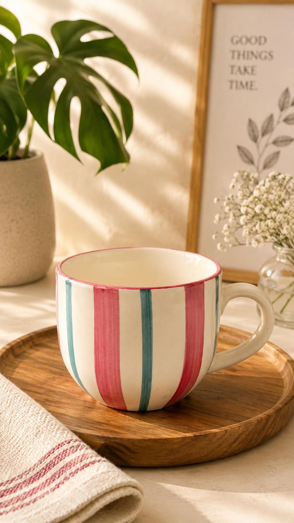 Summery Striped Soup Bowl