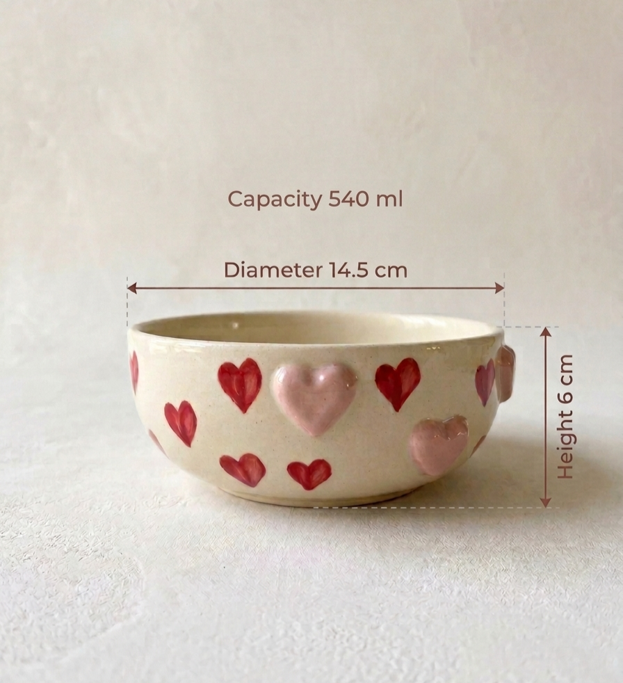 3D Heart Ceramic Bowl ❤️ view 5